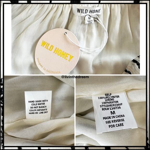 Wild Honey Black And Cream Romper SZ M $59 - Picture 9 of 9